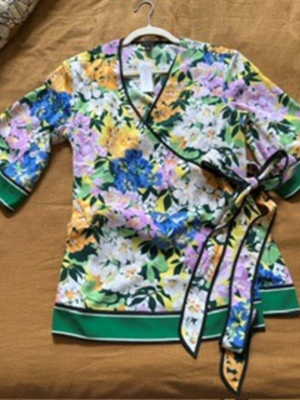 NWT Ann Taylor floral wrap top with side tie